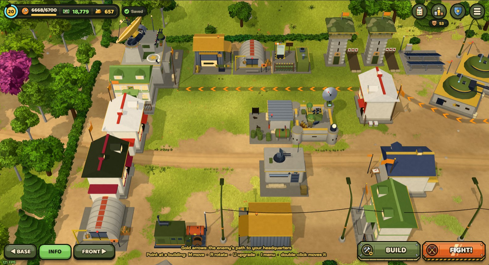 A player's base: headquarters, barracks and research center